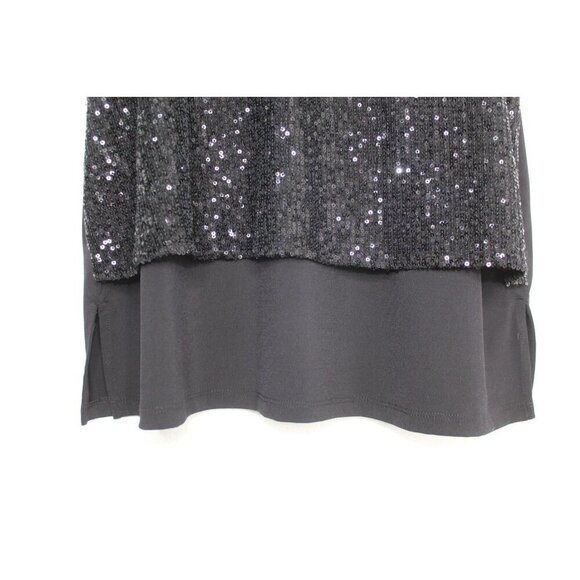 Michael Kors Sequined Tank Top Womens M Black Layered Summer Wedding Relaxed Fit - Picture 2 of 10